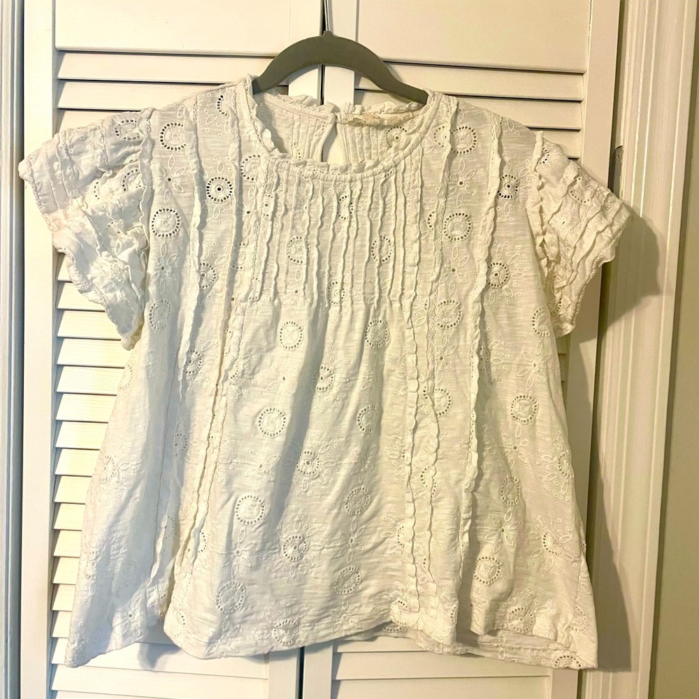 Anthropology Brand Boho White Eyelet Women's Top
